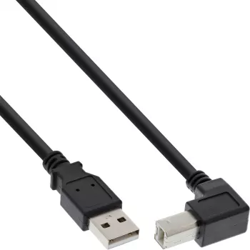 InLine USB 2.0 kaabel, allapoole nurga all A-tüüpi isane / B-tüüpi isane, must, 1m