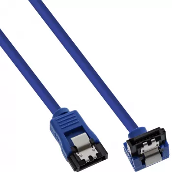 InLine SATA 6 Gb/s ümarkaabel sinine nurga all 90° riividega 0,15 m