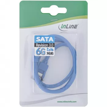InLine SATA 6 Gb/s ümarkaabel sinine nurga all 90° riividega 0,15 m