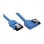 InLine SATA 6Gb/s ümarkaabel sinine vasaknurkne 90° riividega 0,5m