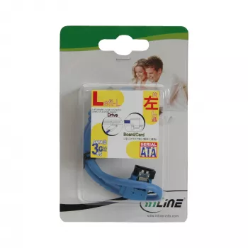 InLine SATA 6Gb/s ümarkaabel sinine vasaknurkne 90° riividega 0,5m