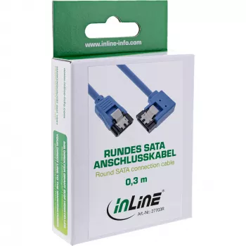InLine SATA 6Gb/s ümarkaabel, üks ots 90° nurgaga, lukustitega, 0,3 m