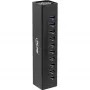 InLine USB 3.0 10 pordiga jaotur, alumiiniumkorpus, 4A toiteplokiga, must