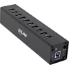InLine USB 3.0 10 pordiga jaotur, alumiiniumkorpus, 4A toiteplokiga, must