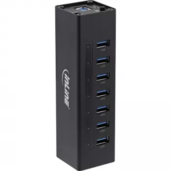InLine USB 3.0 jaotur, 7 pordiga, alumiiniumkorpus, 2,5A toiteplokiga