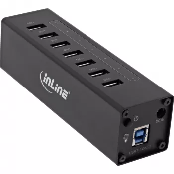 InLine USB 3.0 jaotur, 7 pordiga, alumiiniumkorpus, 2,5A toiteplokiga