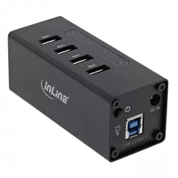 InLine USB 3.0 jaotur, 4 porti, alumiiniumkorpus, 2,5 A toiteplokiga