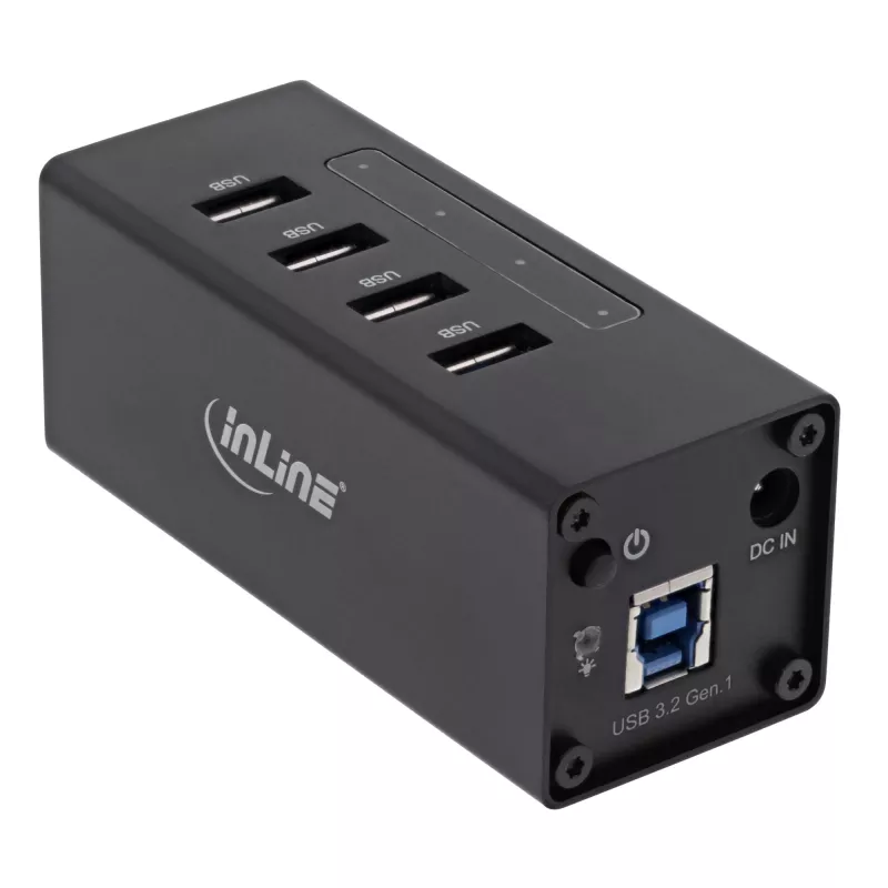 InLine USB 3.0 jaotur, 4 porti, alumiiniumkorpus, 2,5 A toiteplokiga