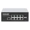 Intellinet Industrial 8-Port Gigabit Ethernet PoE+ Layer 2+ Web-Managed Switch with 2 SFP Ports IEEE 802.3at/af (PoE+/PoE) Compliant, PoE Power Budget up to 240 W, Layer 2+/Layer 3 Lite, IP30-Rated Metal Housing, Self-Healing Network, Endspan, DIN-Rail Mo
