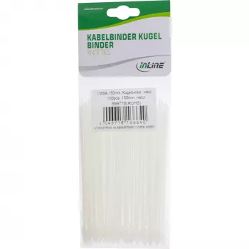 Kaablisidemed InLine 150 mm valge, pakendis 100 tk — pikkus 150mm, nailonist kinnitusdetailid