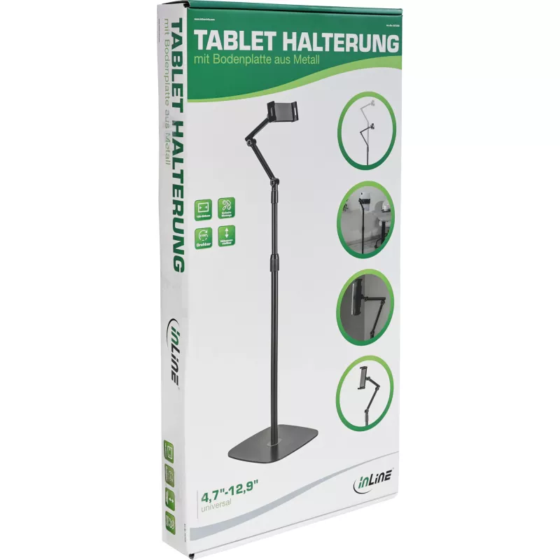InLine tahvelarvuti hoidik metallist alusplaadiga, kuni 12,9 tolli, must