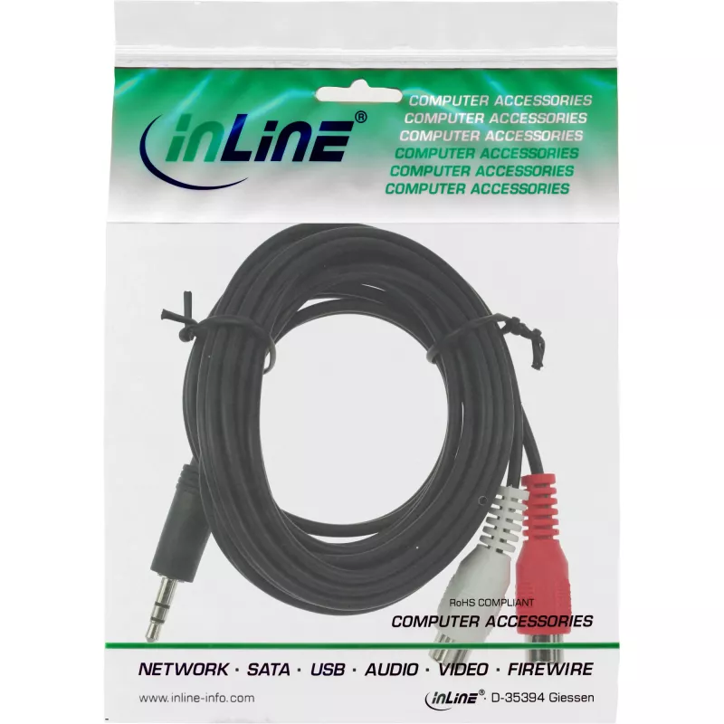 Helikaabel 2x RCA emane / 3,5 mm stereoisane 3 m InLine 89941C