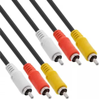 InLine AV-kaabel 3x RCA isane / isane 2m, 3 x RCA, 2 m, must