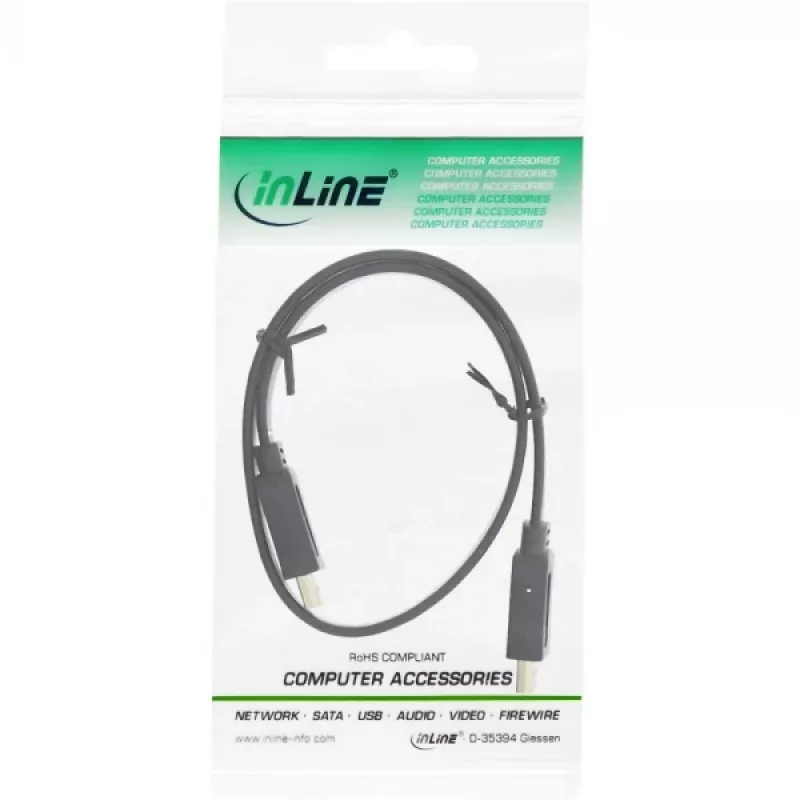 InLine HDMI lamekaabel, kiire kaabel Ethernetiga, kullatud, must, 0,5 m