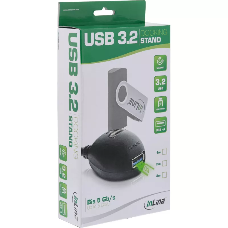 InLine USB 3.2 Gen.1 kaabel USB A-pistik / A-pesa + toide, alusega, must, 3m