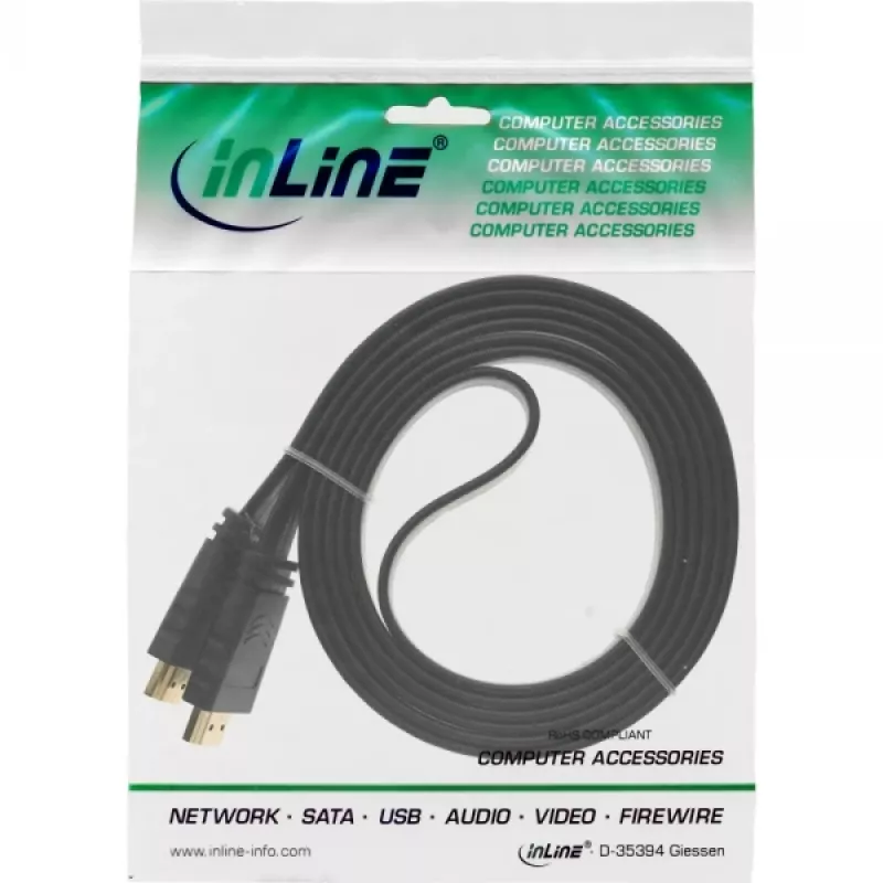 InLine HDMI lame kaabel, High Speed, Ethernetiga, kullatud kontaktidega, must, 2m