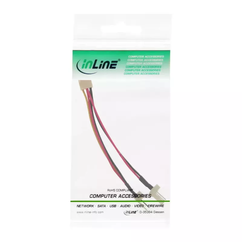 InLine ventilaatori adapter Y-kaabel 3pin Molex emane / 2x 3pin Molex isane 100 tk