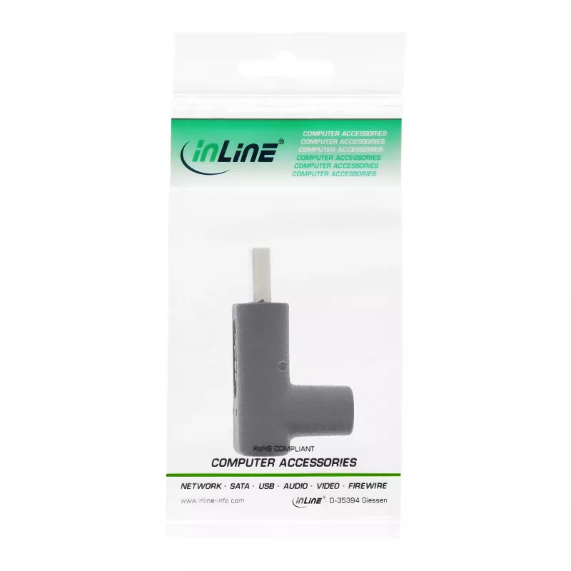 USB 3.2 Gen.2 adapter InLine 35807 USB-C isane emasele C üles/alla nurga all