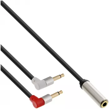 InLine õhuke Audio lennukipistiku kaabel 2x 3,5 mm isane - 1x emane, 2 m