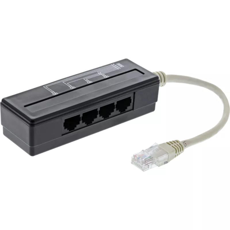InLine 4-suunaline telefonipordi jaotur, RJ45-pistik neljale RJ45-pesale, 0,15 m
