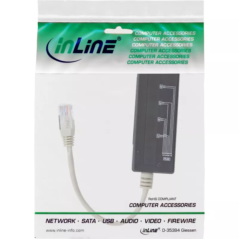 InLine 4-suunaline telefonipordi jaotur, RJ45-pistik neljale RJ45-pesale, 0,15 m