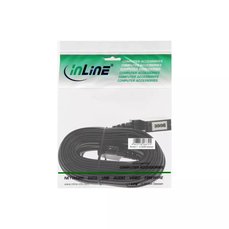 Telefoni pikenduskaabel InLine TAE-F 15m Must