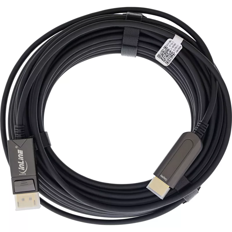 InLine DisplayPort-HDMI AOC muundurkaabel, 4K/60 Hz, must, 50 m