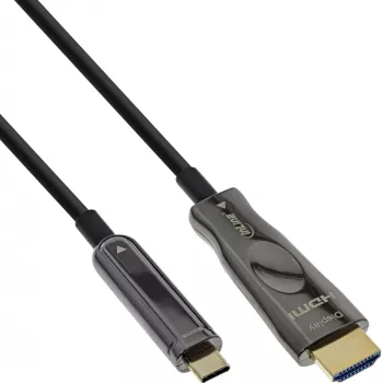 InLine USB-ekraan AOC kaabel, USB-C isane HDMI isasele (DP Alt Mode), 25 m
