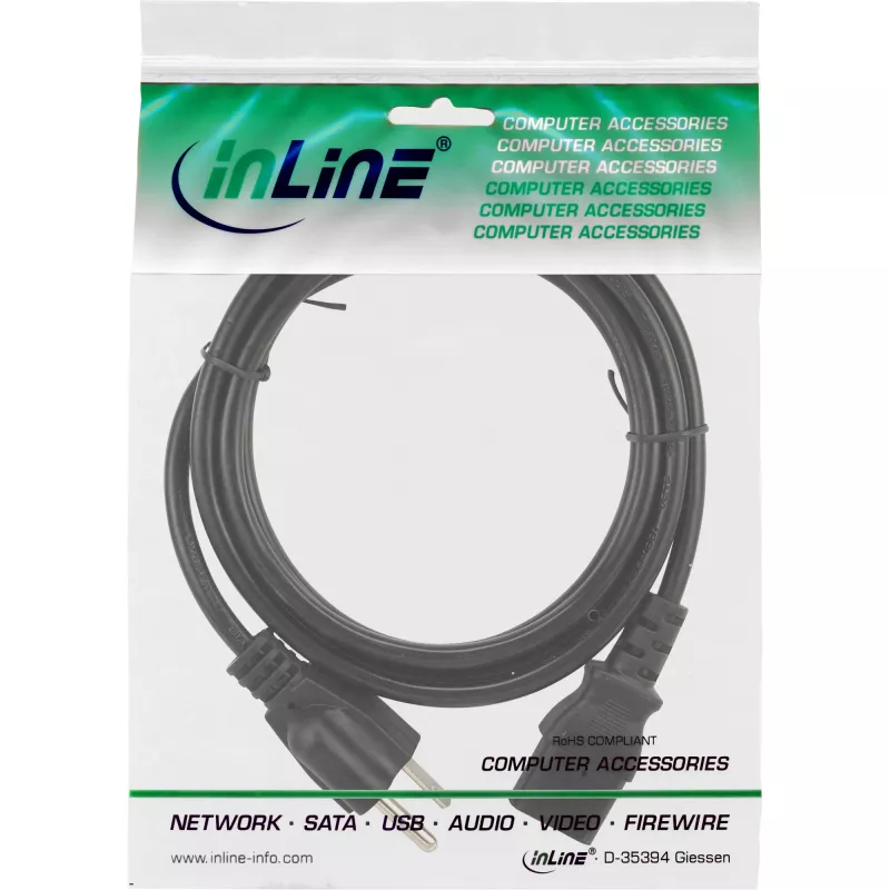 InLine toitekaabel, Jaapani pistik IEC-le, must, 5 m