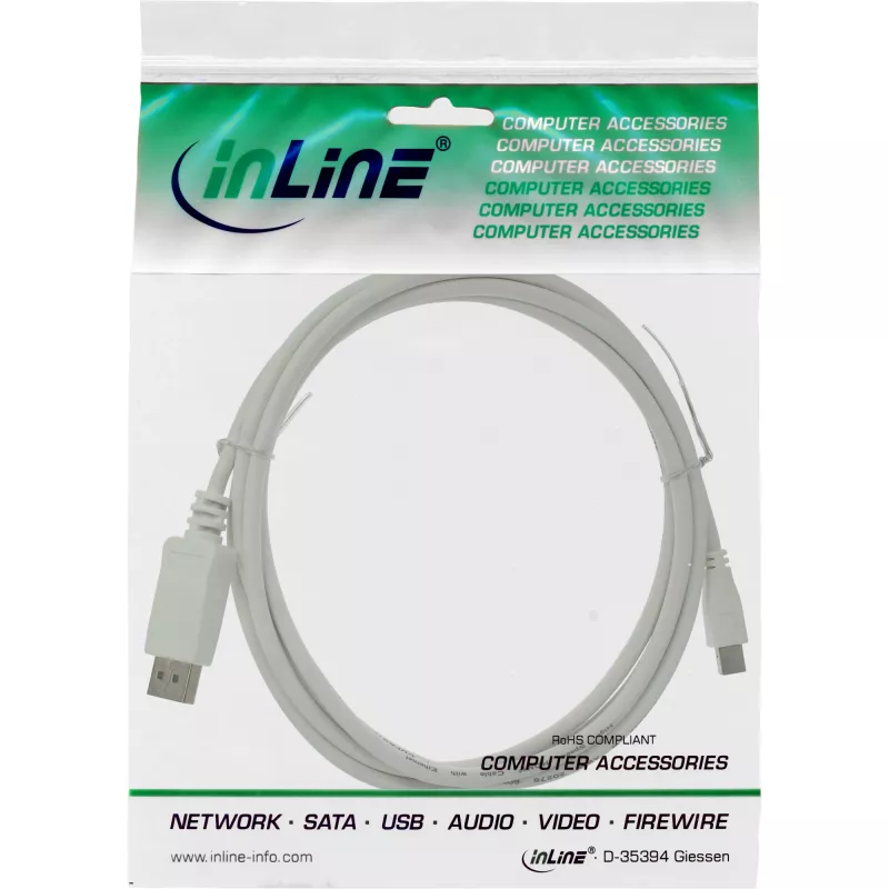 InLine Mini DisplayPort–DisplayPort-kaabel valge 1.5 m