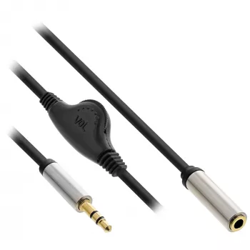 InLine õhuke Audio kaabel 3.5mm M / F, koos helitugevuse reguleerimisega 0,25m