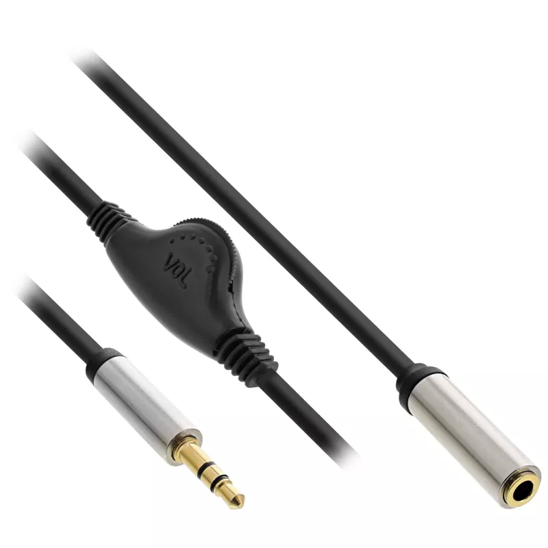 InLine õhuke Audio kaabel 3.5mm M / F, koos helitugevuse reguleerimisega 0,25m