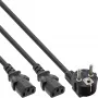 InLine Y-toitekaabel 1x CEE 7/7 nurgeline / 2x 3pin IEC C13 isane, 1m