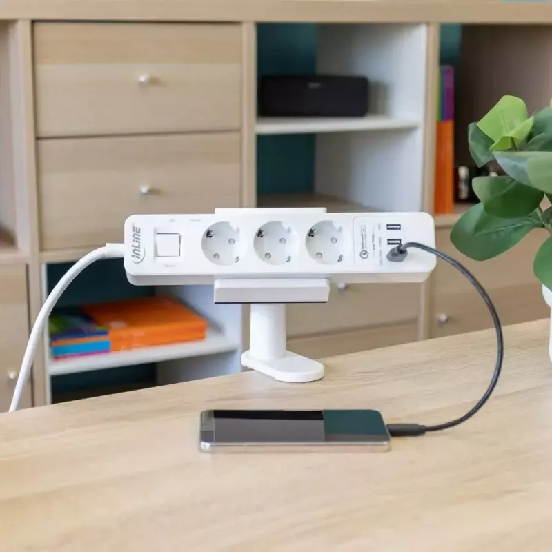 Pikendusjuhtme hoidik InLine 23196W pööratav vedruklamber valge