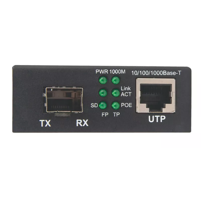 Intellinet Gigabit PoE+ meediakonverter, 1 × 1000Base-T RJ45 port kuni 1 × SFP port, PoE+ injektor