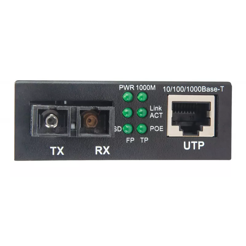 Intellinet Gigabit PoE+ meediakonverter, 1000Base-T RJ45 port 1000Base-LX (SC) ühemoodilisele, 20 km (12,4 mi), PoE+ süstija