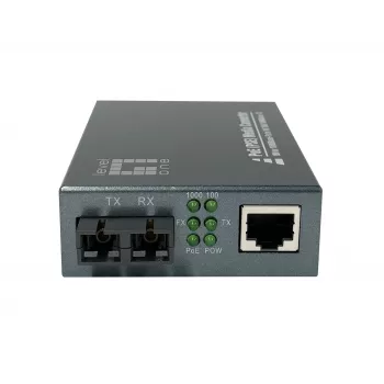 LevelOne RJ45-SC Gigabit-meediumikonverter, PoE PSE, mitmekiuline fiiber, 0,5 km