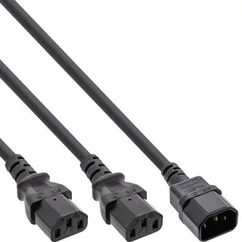 InLine toitejaotuskaabel Saksa tüüp F 1x IEC-C14 2x IEC-C13 külge 3m
