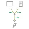 InLine toitejaotuskaabel Saksa tüüp F 1x IEC-C14 2x IEC-C13 külge 3m