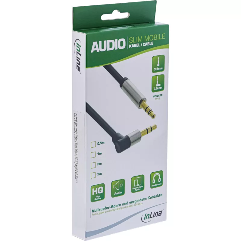 InLine Õhuke helikaabel 3,5 mm isane / isane nurgaga Stereo 10 m