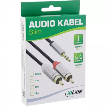InLine õhuke helikaabel 3,5 mm isane / 2x RCA isane 0,5 m