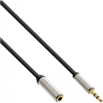 InLine õhuke Audio kaabel 3,5 mm isane / emane stereo 0,5 m, 3,5 mm, isane, 3,5 mm, emane, 0,5 m, must