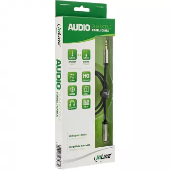 InLine õhuke Audio kaabel 3,5 mm isane / emane stereo 0,5 m, 3,5 mm, isane, 3,5 mm, emane, 0,5 m, must
