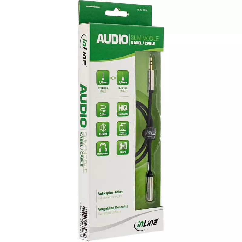 InLine õhuke Audio kaabel 3,5 mm isane/emale Stereo 3 m