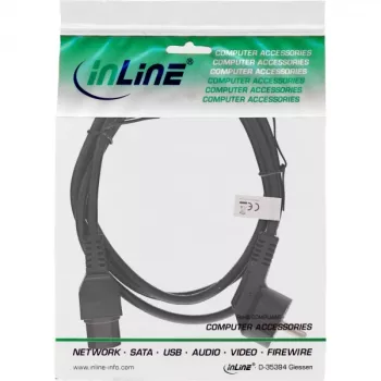 InLine toitekaabel, CEE7/7 nurkne C15 sirgele, 3 x 1mm², must, 5m