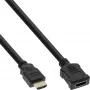 InLine HDMI-kaabel, High Speed HDMI-kaabel, M/F, must, kuldsed kontaktid, 7,5 m