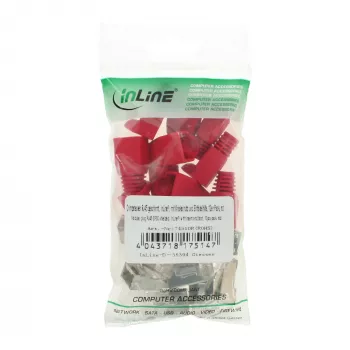 InLine Crimp Connector RJ45 8P8C varjestatud, keermestaja ja paindekaitsega, punane