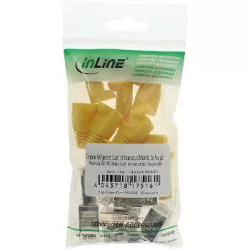 InLine Crimp Connector RJ45 8P8C varjestatud, keermestaja ja paindekaitsega, kollane