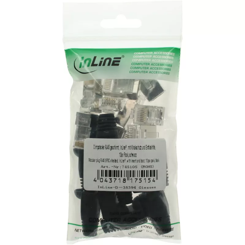 InLine pressühendus RJ45 8P8C varjestatud, keermestaja ja paindekaitsega, must
