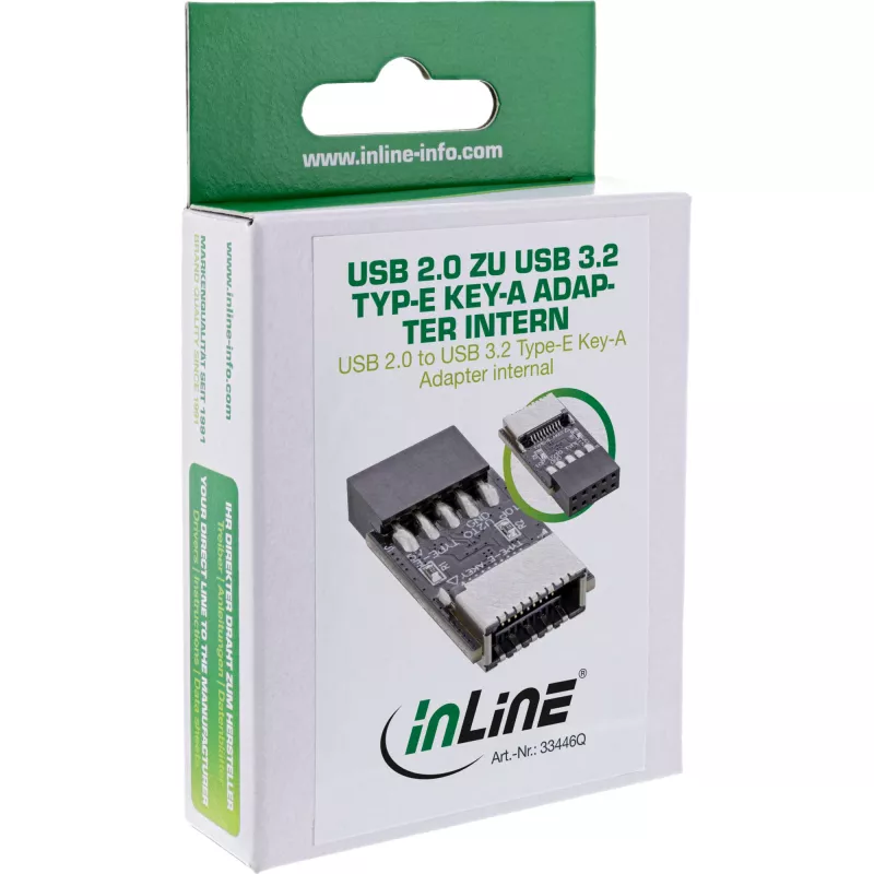 InLine USB 2.0 USB 3.2 Type-E Key-A adapterile, sisemine